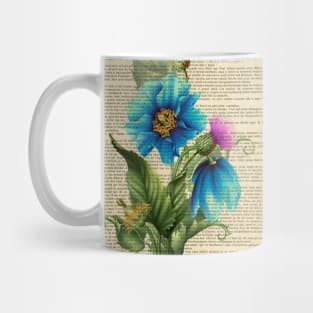 Botanical print - Blue garden flowers Mug